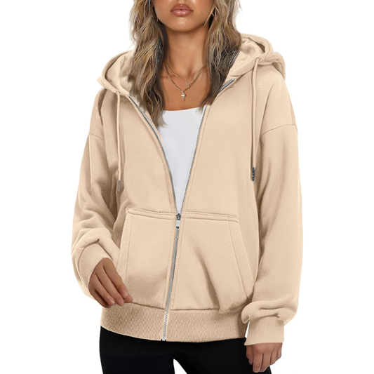 Zip Up Hoodies For Women Long Sleeve Oversized Sweatshirts Casual Lightweight Fleece Jackets With Pockets