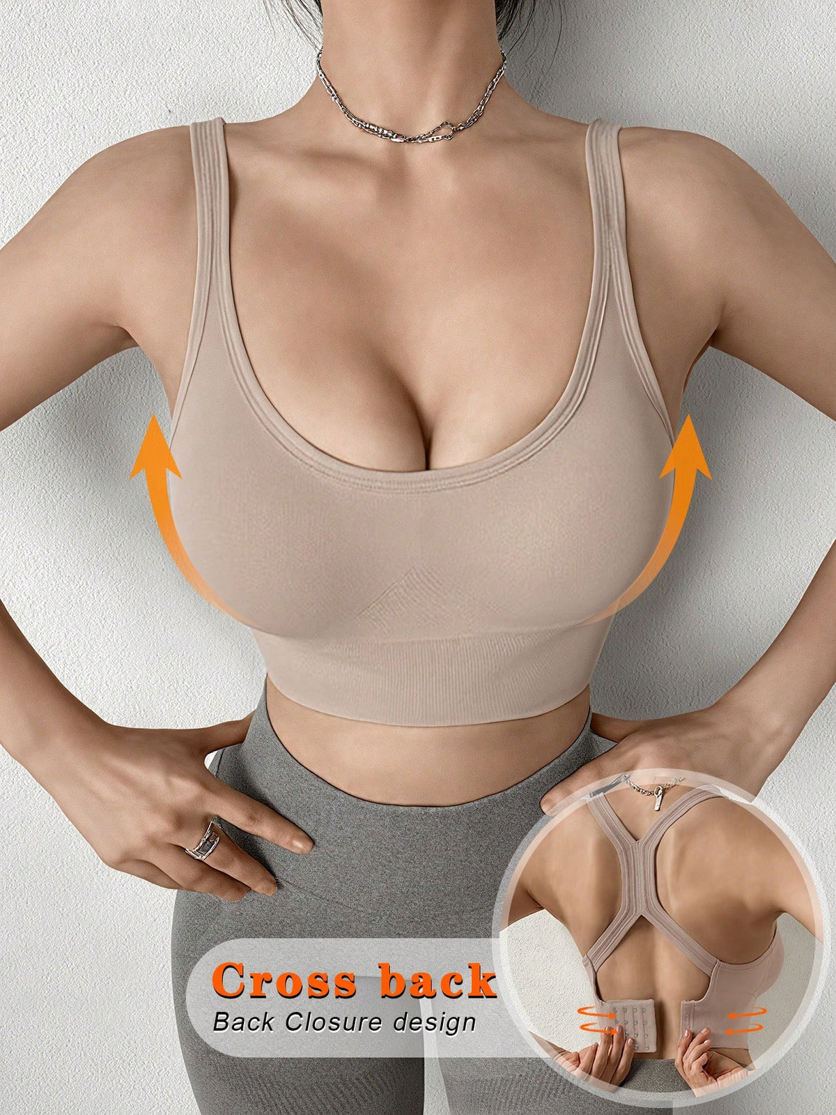 Women’s Wireless Push-Up Sports Bra | Back Cross Yoga Top | Comfortable Gym & Everyday Bralette