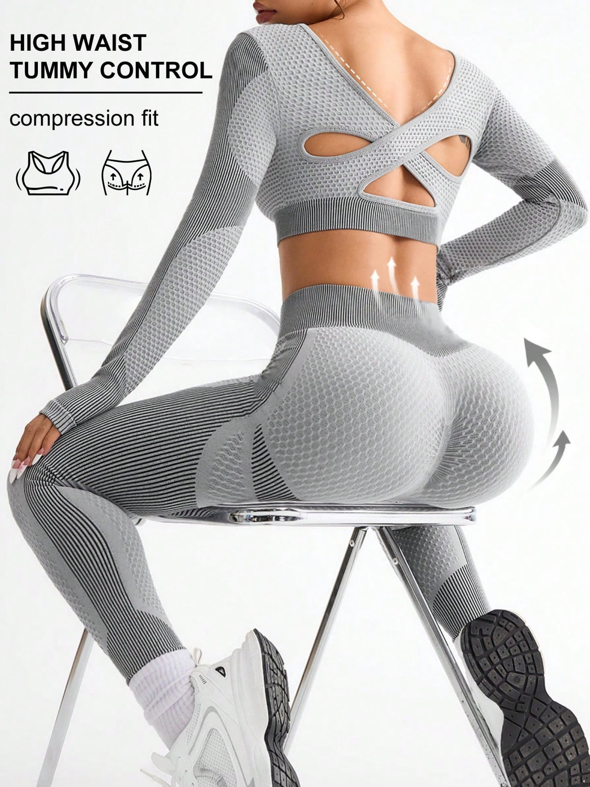 Women’s 2-Piece Seamless Yoga Set | Long Sleeve Top & Leggings | Breathable Quick-Dry Workout Suit