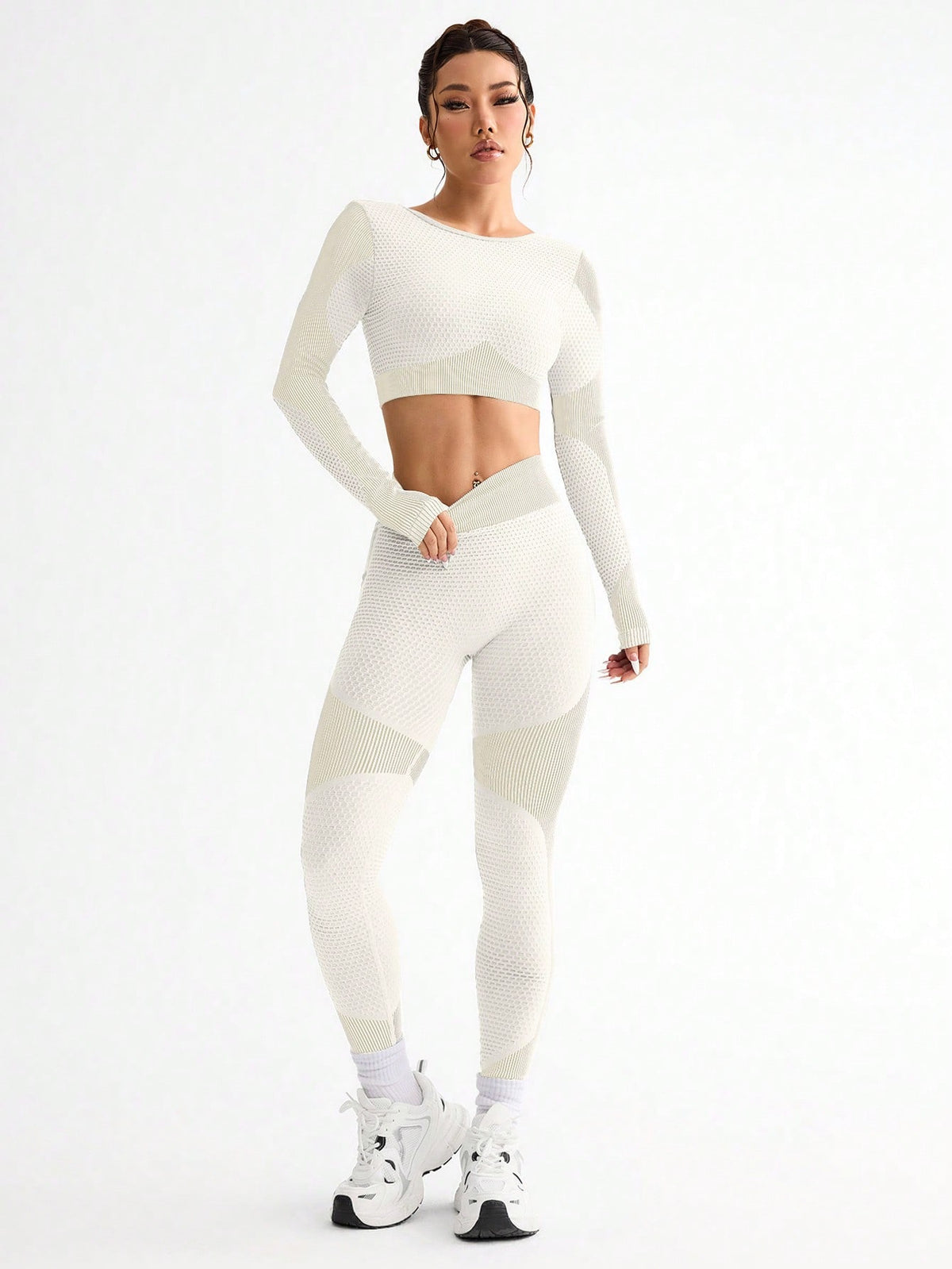 Women’s 2-Piece Seamless Yoga Set | Long Sleeve Top & Leggings | Breathable Quick-Dry Workout Suit