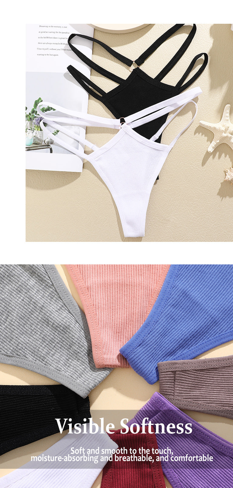 Women’s Cotton G-String | Seamless Low Waist Thong | Breathable Soft Stretch Underwear