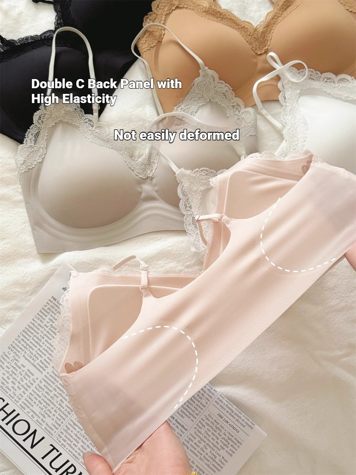 French Style Lace Bralette | Wireless Seamless Ultra-Thin Bra for Women | Soft Stretch Everyday Lingerie