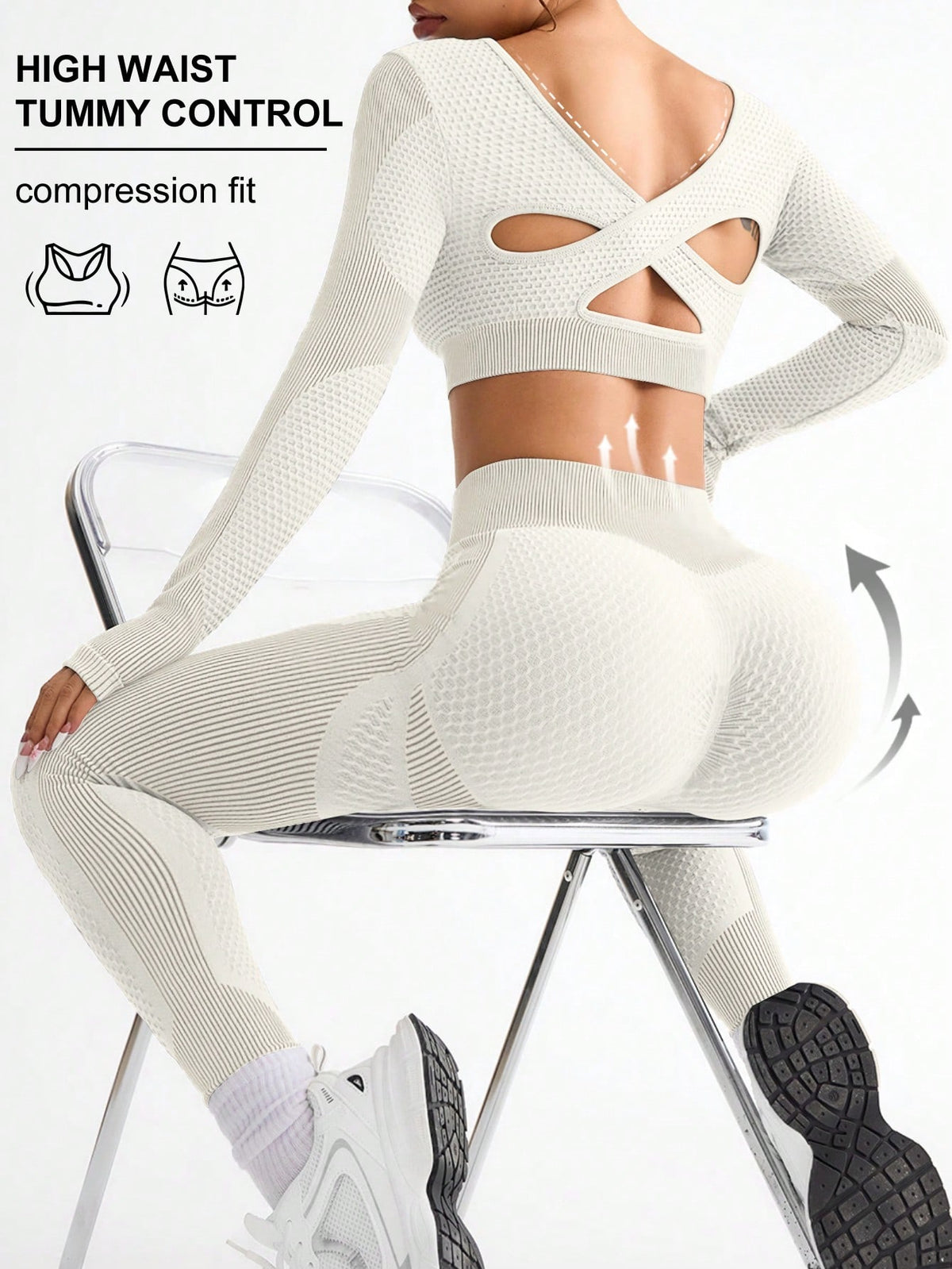 Women’s 2-Piece Seamless Yoga Set | Long Sleeve Top & Leggings | Breathable Quick-Dry Workout Suit